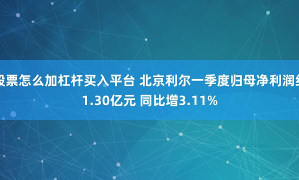 股票怎么加杠杆买入平台 北京利尔一季度归母净利润约1.30亿元 同比增3.11%